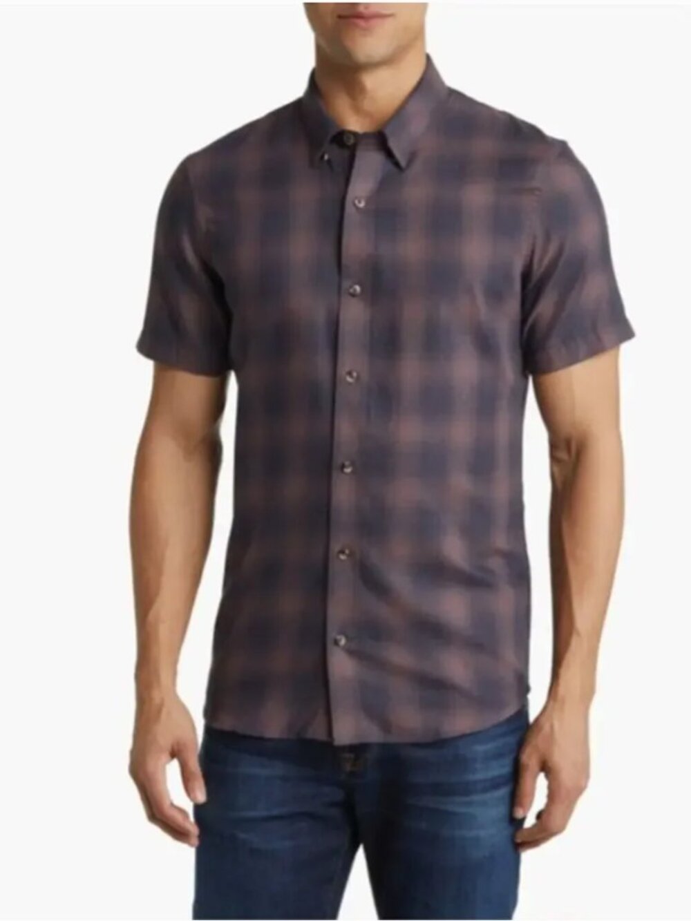 NWOT Travis Mathew Down the Middle Check Button Up Shirt Flint L